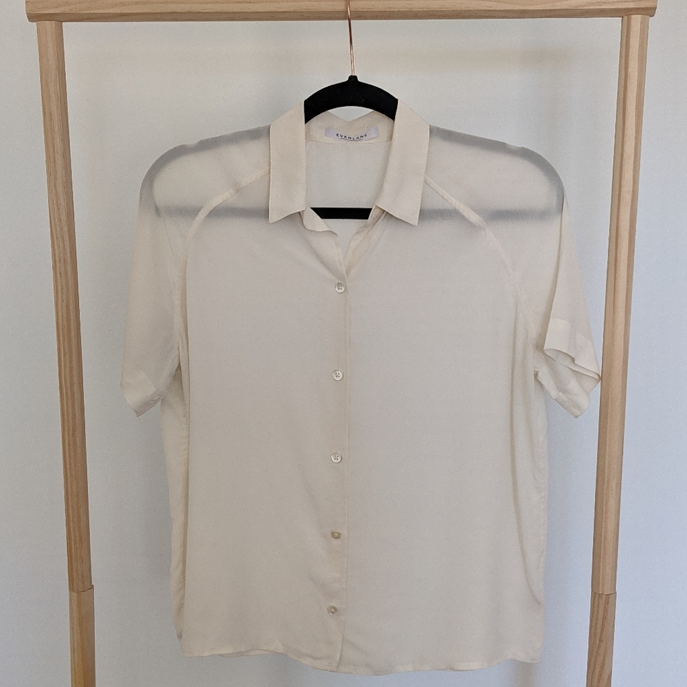 Everlane Silk Button Short Sleeve Shirt Size S